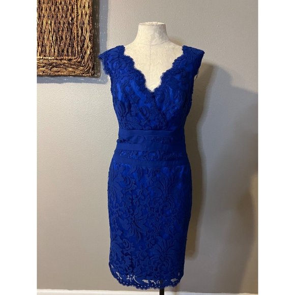 Tadashi Dress Cobalt Blue 6 Stretch Sheath Wedding Party Cruise Event Barbie - Picture 6 of 13